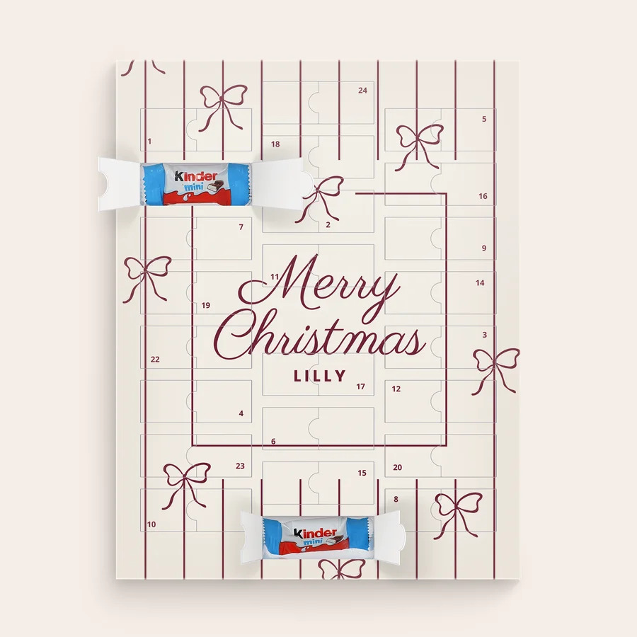 Gepersonaliseerde Kinder-adventskalender met chocolade-cover