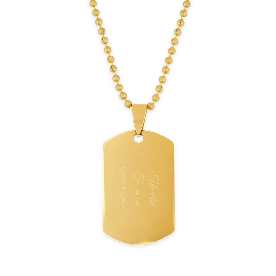Naamplaatje – incl. Ketting- Goud-cover