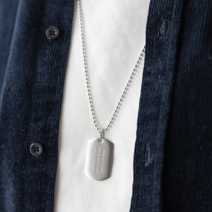 Naamplaatje – incl. Ketting- Zilver-cover