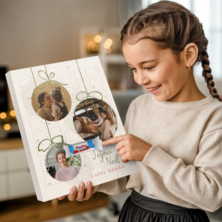 Gepersonaliseerde Kinder-adventskalender met chocolade-cover