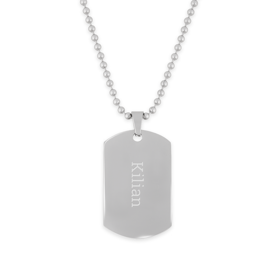 Naamplaatje – incl. Ketting- Zilver-cover